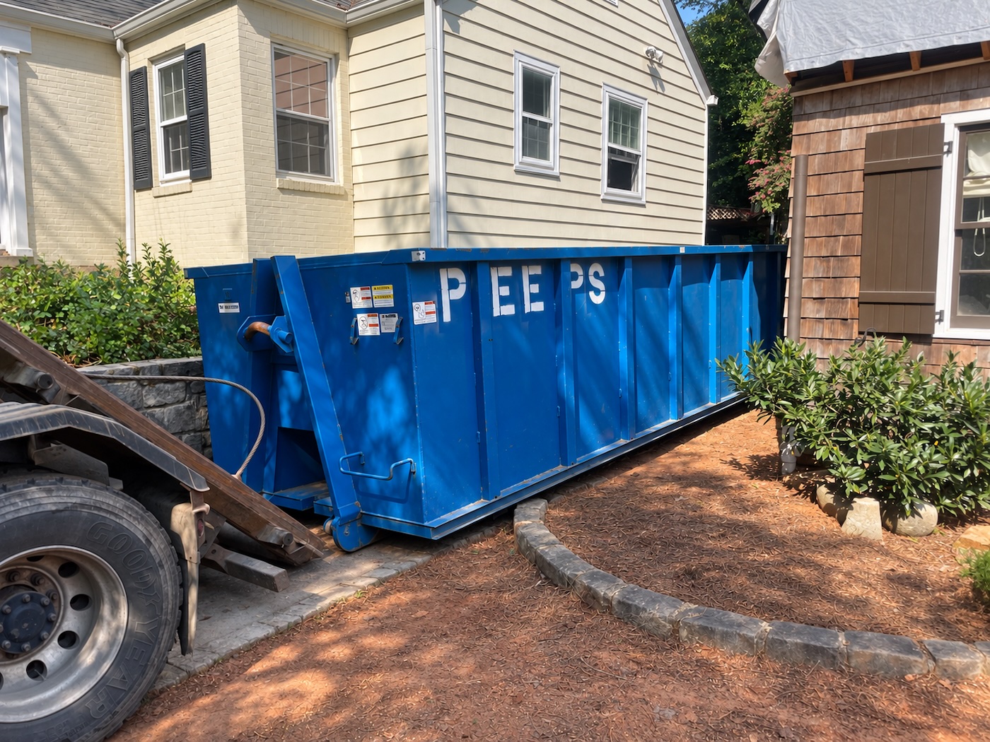 30 Yard Dumpster Home Renovation Morningside Atlanta - Peeps Containers 30-yard Peeps Containers dumpster at a home renovation in Morningside Atlanta